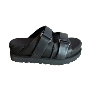 UGG Women's Goldenstar Hi Slide Black Leather Sandals 1152651 - Picture 1 of 8