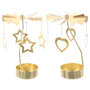 2 Pcs Candle Carousel Spinner Christmas Decorations Hot Swivel Holder - Picture 1 of 12