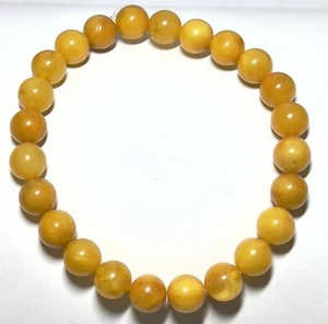 9mm Authentic Baltic Egg Yolk Amber Beads Bracelet JY3796 - Picture 1 of 1