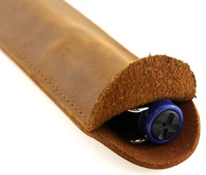 Genuine Leather Pen Sleeve / Pen Case, Brown, Premium Top Grain - Picture 1 of 6