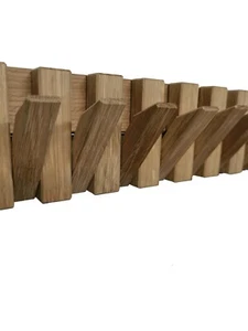 Oak Wall Mounted Coat Rack, Hat Rack, Piano Keys, Wall Hooks, Hanging Wall Hooks - Picture 1 of 9