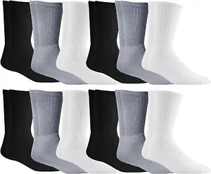 12 Pairs Value Pack of Wholesale Sock Deals Men's Crew Socks, 10-13 - Picture 1 of 6
