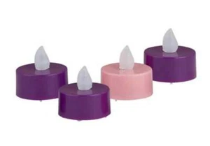 LED Advent Tealight Candles 3 purple and 1 pink (Set of 4) Battery Operated - Picture 1 of 1