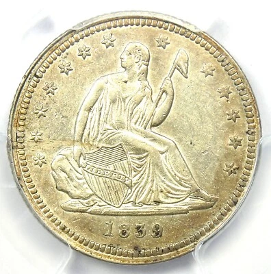 1839 Seated Liberty Quarter No Drapery 25C Coin - Certified PCGS AU Detail - Image 1 of 4