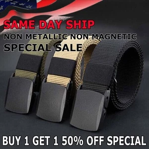 Men's Plastic Cam Buckle Nylon Canvas Tactical Waistband Webbing Military Belt - Picture 1 of 13