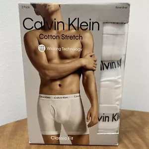 Calvin Klein Mens Classic Fit Cotton Stretch BOXER BRIEFS XXL 3 Pack White - Picture 1 of 5