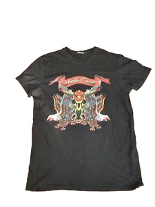 Roberto Cavalli Black T Shirt With Logo Design Y2K - Size Medium - Picture 1 of 11