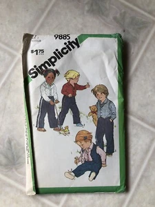 9885 Vtg sz 1/2 Simplicity Pattern Toddlers Shirt Pull on Pants Vest uncut - Picture 1 of 3