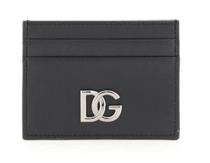 NEU Dolce & Gabbana Kartenetui GRAU Leder Kartenhalter Pass Etui SILBER Logo - Bild 1 von 1