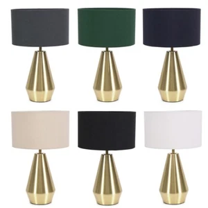 Gold Metal Touch Dimmer Table Lamp Drum Shade Bedroom Bedside Living Room Light - Picture 1 of 65
