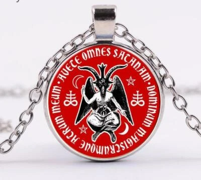 SATAN EVIL DEVIL HORN 吊坠 22 英寸纯银 925 银盘项链男式 — 第 1/4 张图片