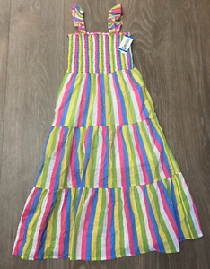 Zunie Girl's Cotton Long Dress Multicolored Stripes (Various Sizes) - Picture 1 of 2