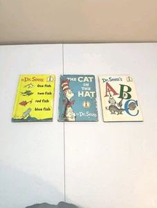 Dr. Seuss Books Book Club Editions Lot Cat In The Hat ABC One Fish Vintage  - Picture 1 of 18