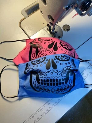 DAY OF THE DEATH/ CATRINA Cotton  Face Mask with filter. Unisex and kid size - Image 1 of 2