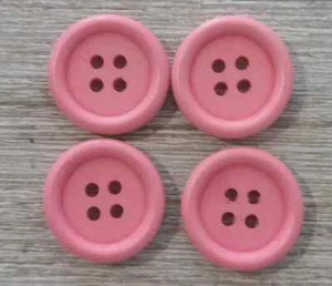 wood pastel colors sewing buttons 4 holes coral pink 3/4 inch 20mm 4pc - Picture 1 of 2