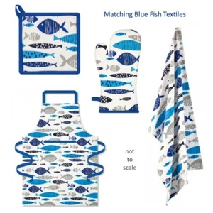 Blue Fish Design Schürze/Geschirrtuch/Topfhalter/Ofenhandschuh - VERFOLGTER POST! - Bild 1 von 5