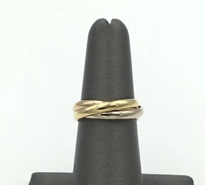Anello TRINITY da donna designer immobiliare Cartier oro giallo 18K bianco e rosa taglia 5 - Foto 1 di 5