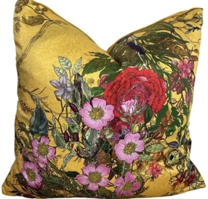 Birds Cushion Cover Timorous Beasties Fabric Fruit Looters Yellow Cotton 16-18" - Picture 1 of 5