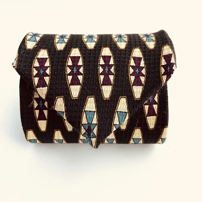 Vintage Silk Neck Tie Ferrell Reed Woven Geometric Multicolor Handmade Italy - Image 1 of 4