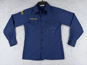 VINTAGE Boy Scouts of America Shirt Youth 14 Blue Long Sleeve Cub USA Polyester - Picture 1 of 14