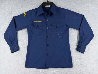 VINTAGE Boy Scouts of America Shirt Youth 14 Blue Long Sleeve Cub USA Polyester - Image 1 of 4