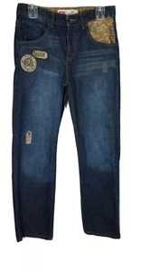 Levis 569 Loose Straight Blue Denim Jean Boys 16 Reg 28×28  Patches USA CA Camo - Picture 1 of 9