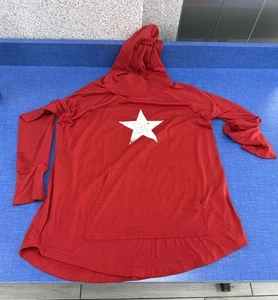 RARO! LuLaRoe Felpa con Cappuccio Grande Rossa Bianca Stella Rossa - Foto 1 di 3