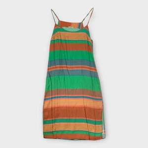 Blueman Maxi Dress Women Large L Striped Red Orange Green Brazilian Beach Dress - Picture 1 of 10