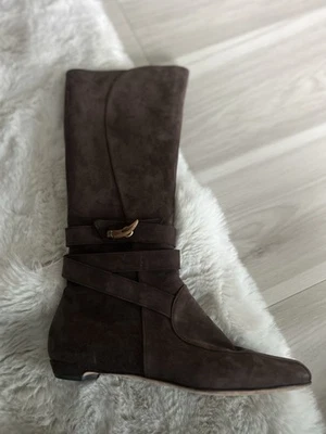 Jimmy Choo Gamuza Boho Cuerno Herrajes Botas Hasta la Rodilla Foto 1 de 4