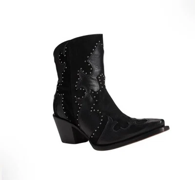 Corral Women's 9.5M  Black Stud Leather Snip Toe Embroidered Boots Western Suede - Image 1 of 4