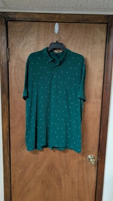Adidas Men's XL Go-To Golf Polo T-Shirt Collegiate Green Mini-Crest Print Logo - Image 1 of 3
