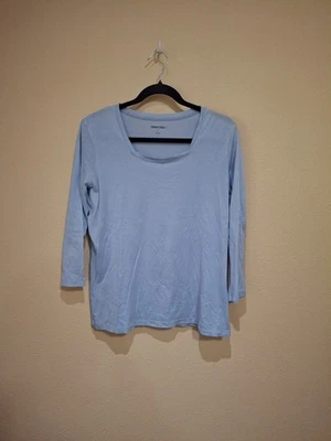 Camiseta Top WinterSilks Manga 3/4 Azul 60% Seda 40% Mezcla Algodón Para Mujer Grande Foto 1 de 4