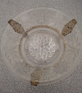 Tiara Indiana Glass Clear Sandwich 8 1/2" Berry Veg Serving Bowl metal frame - Picture 1 of 5