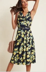 ModCloth Liza Luxe Duly Delighted Midi Dress in Lemon Cowl Neck Size Plus 3X NWT - Picture 1 of 13