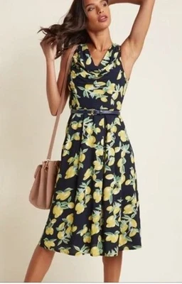 ModCloth Liza Luxe Duly Delighted Midi Dress in Lemon Cowl Neck Size Plus 3X NWT - Image 1 of 4