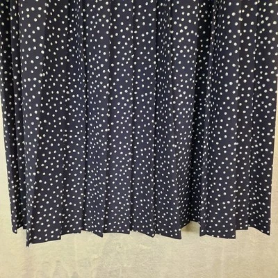 VTG Pleated Midi Skirt Womens 18P Navy with Light Blue Polka Dot Preppy Academia - Image 1 of 4