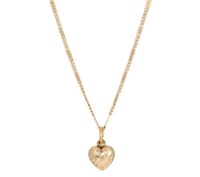💛 Collar Pequeño Corazón Hinchado Chapado en Oro 14K Patrón Floral Foto 1 de 2