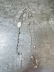 Dolce&Gabbana Hombre Buen Estado Rosario Plata Collar Lujo Elegante Italiano - Imagen 1 de 5