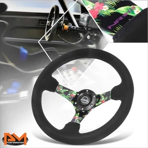 NRG RST-036TROP-S 350mm Plato Gamuza Cuero Carreras Volante con Botón de Cuerno - Imagen 1 de 7