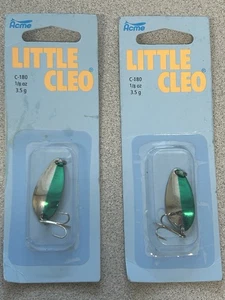 2 Pks. Acme Tackle LITTLE CLEO - 1/8 OZ Ounce Nickel/Neon Green - Picture 1 of 1