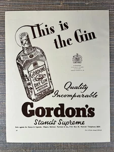Anuncio impreso vintage Gordon's Dry Gin Stands Supreme 1958 - Imagen 1 de 1