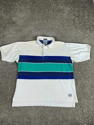 VINTAGE Gant Salt Dog Shirt Mens L White Blue Colorblock Short Sleeve 90s READ - Image 1 of 4