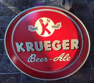 Vintage Krueger Beer-Ale Metal Tray 12” Newark, N J  - Picture 1 of 8
