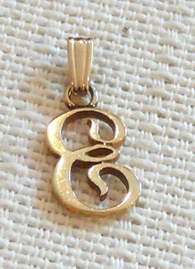 14 Karat gold stamped small pendant, initial E - Picture 1 of 2