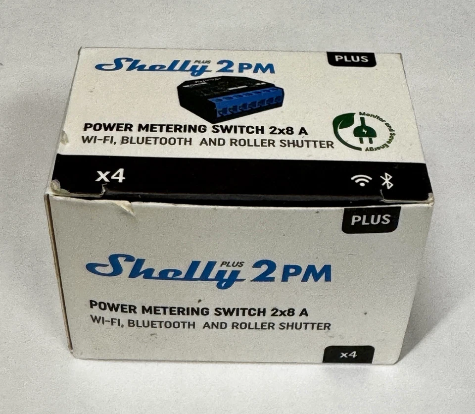 4X Shelly Plus 2PM Power Metering Switch 2x8 A WI-FI, Bluetooth & Roller Shutter - Image 1 of 4
