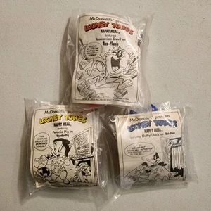 1991 McDonald's Looney Tunes Super Heroes Happy Meal Toys Set of 3 New - Picture 1 of 11