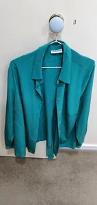 FELLA HAMILTON WOMENS TURQUOISE BLOUSE PRE OWNED SIZE 18 - Picture 1 of 2