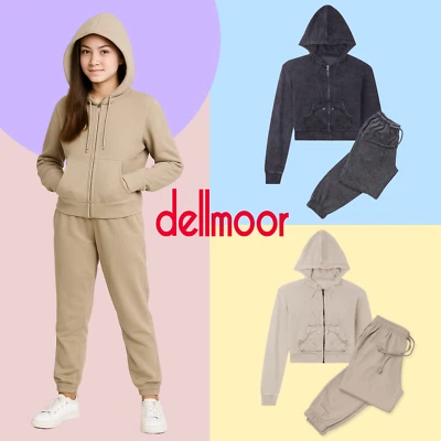 Girls' Crop Hoodie Trouser Set Long Sleeve Cute 2 Piece Acid Wash Clearance Sale - Image 1 of 4