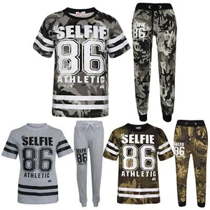 Set maglietta e pantaloni mimetici #Selfie 86 designer bambino ragazzo 7-13 anni - Foto 1 di 24