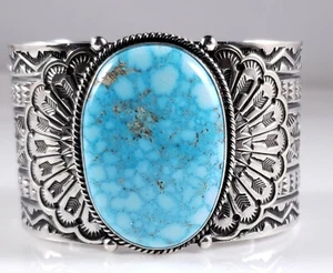 Bracciale Sunshine Reeves Navajo fatto a mano in argento sterling Kingman turchese  - Foto 1 di 9